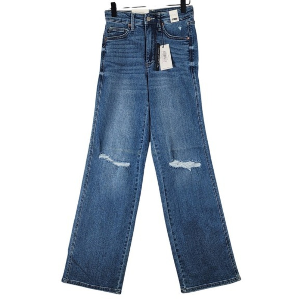Judy Blue High Waist Tummy Control Distressed Straight Leg Jeans Womens 0/24